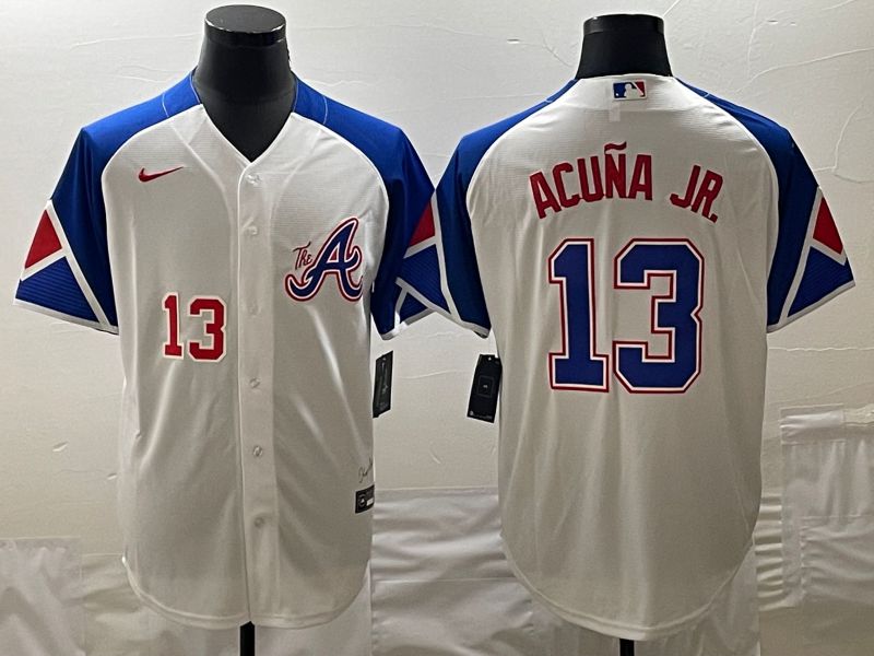 Men Atlanta Braves #13 Acuna jr White City Edition 2024 Nike MLB Jersey style 3->atlanta braves->MLB Jersey